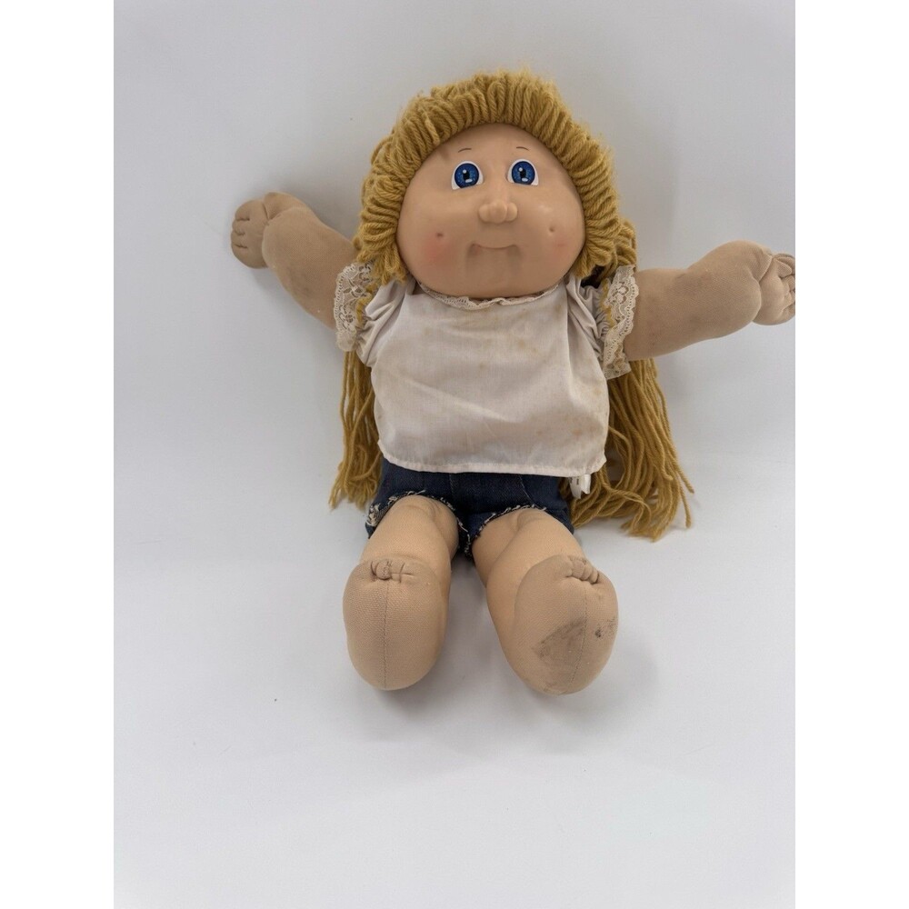 VTG 1985 Cabbage Patch Kids Doll~Head Mold #2~Blonde Hair~Blue Eyes~Dimples